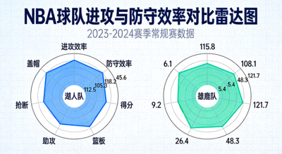 NBA球队进攻与防守效率雷达数据图表